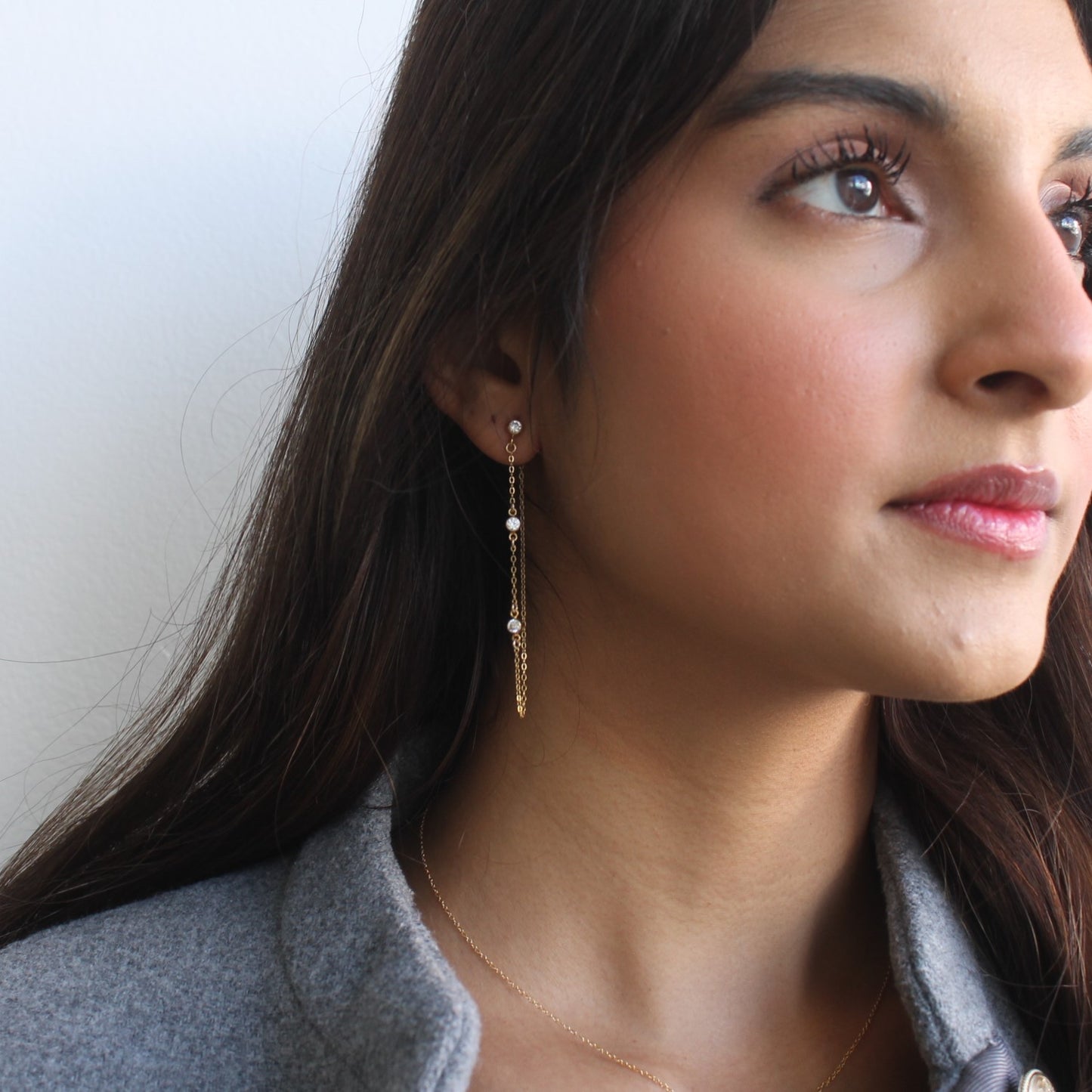 Crystal Station Chain Earrings