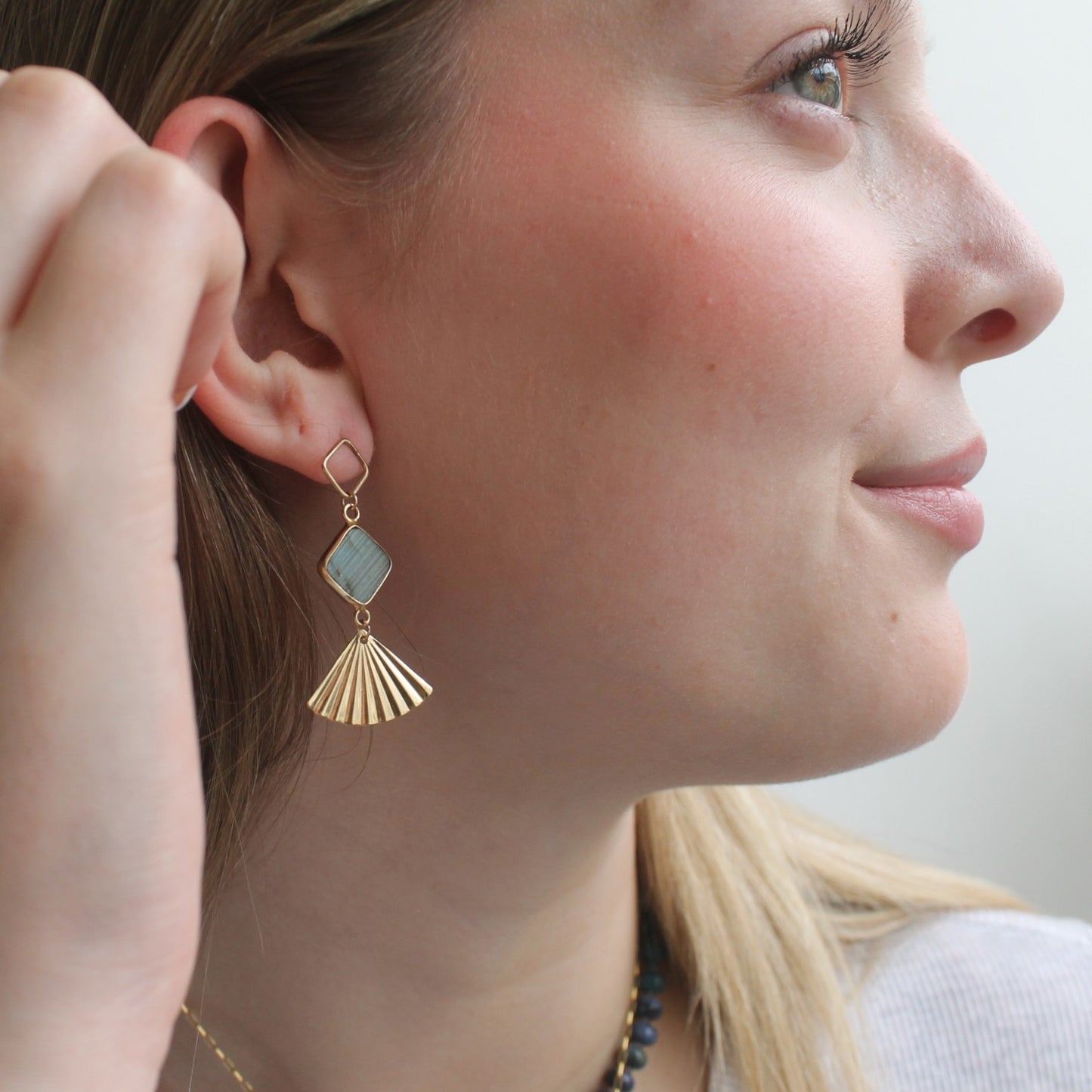 Labradorite Fan Earrings