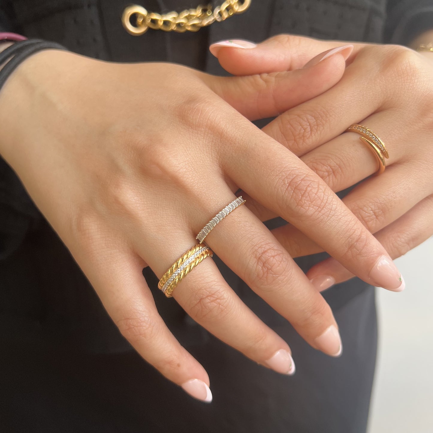 Baguette Lined Crystal Ring