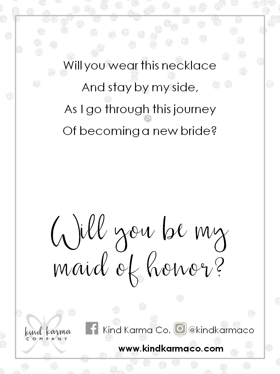 Maid of Honor Jewelry Cards