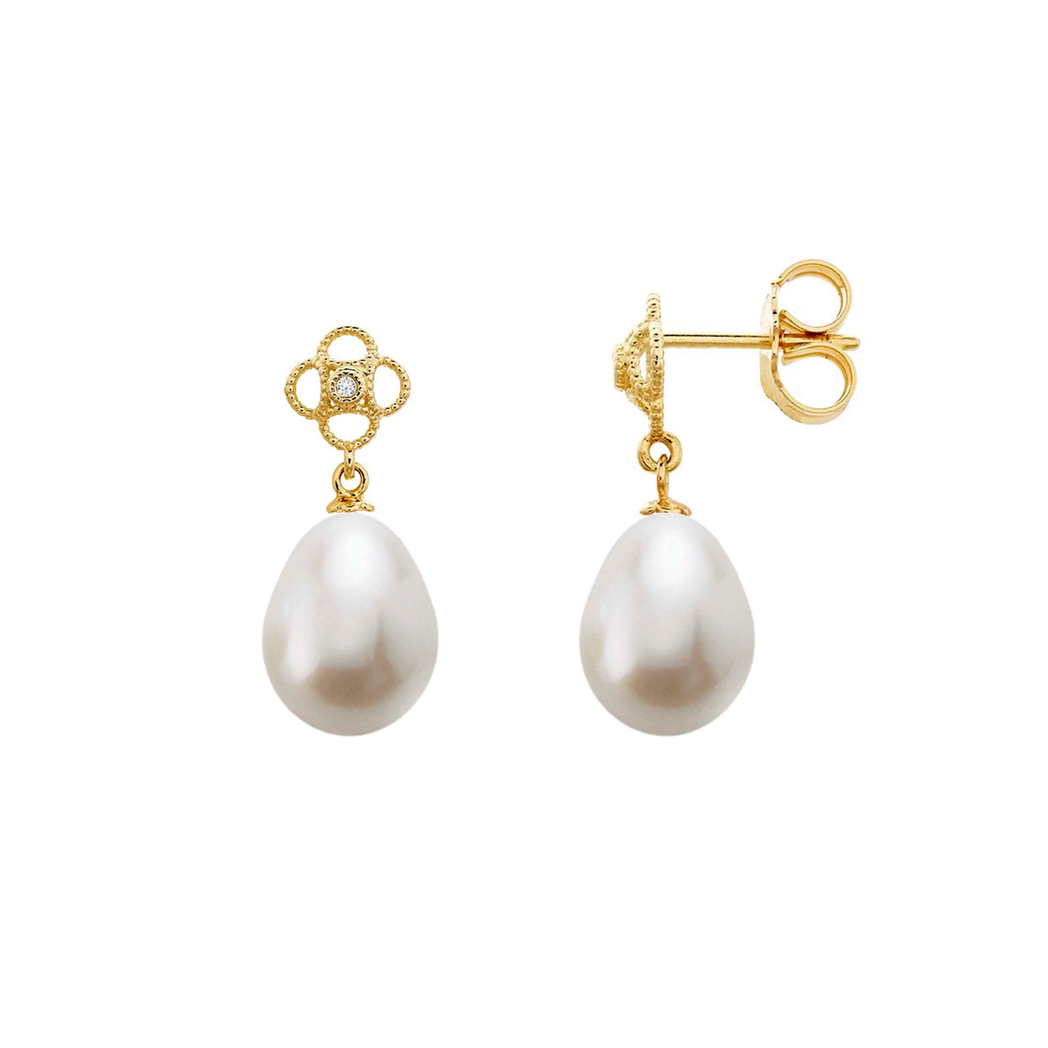 Pearl and diamond leverback 2025 earrings