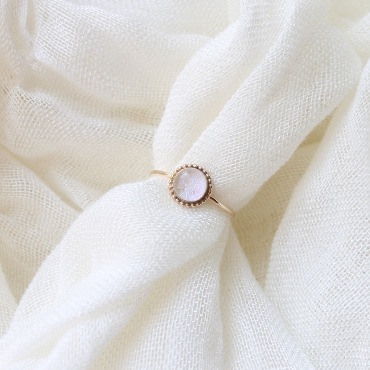 Gold Round Opal Ring