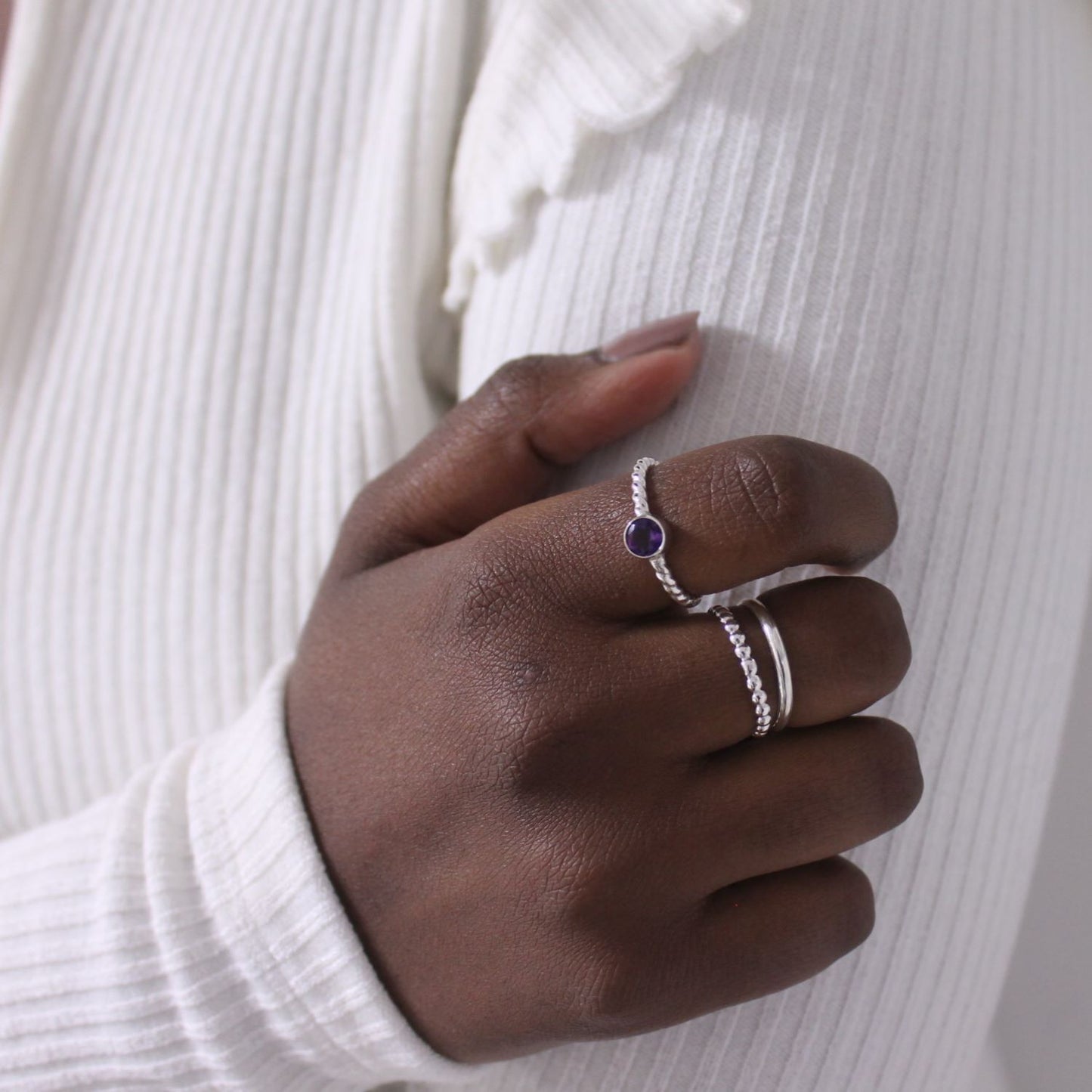 Amethyst Solitaire Twisted Ring