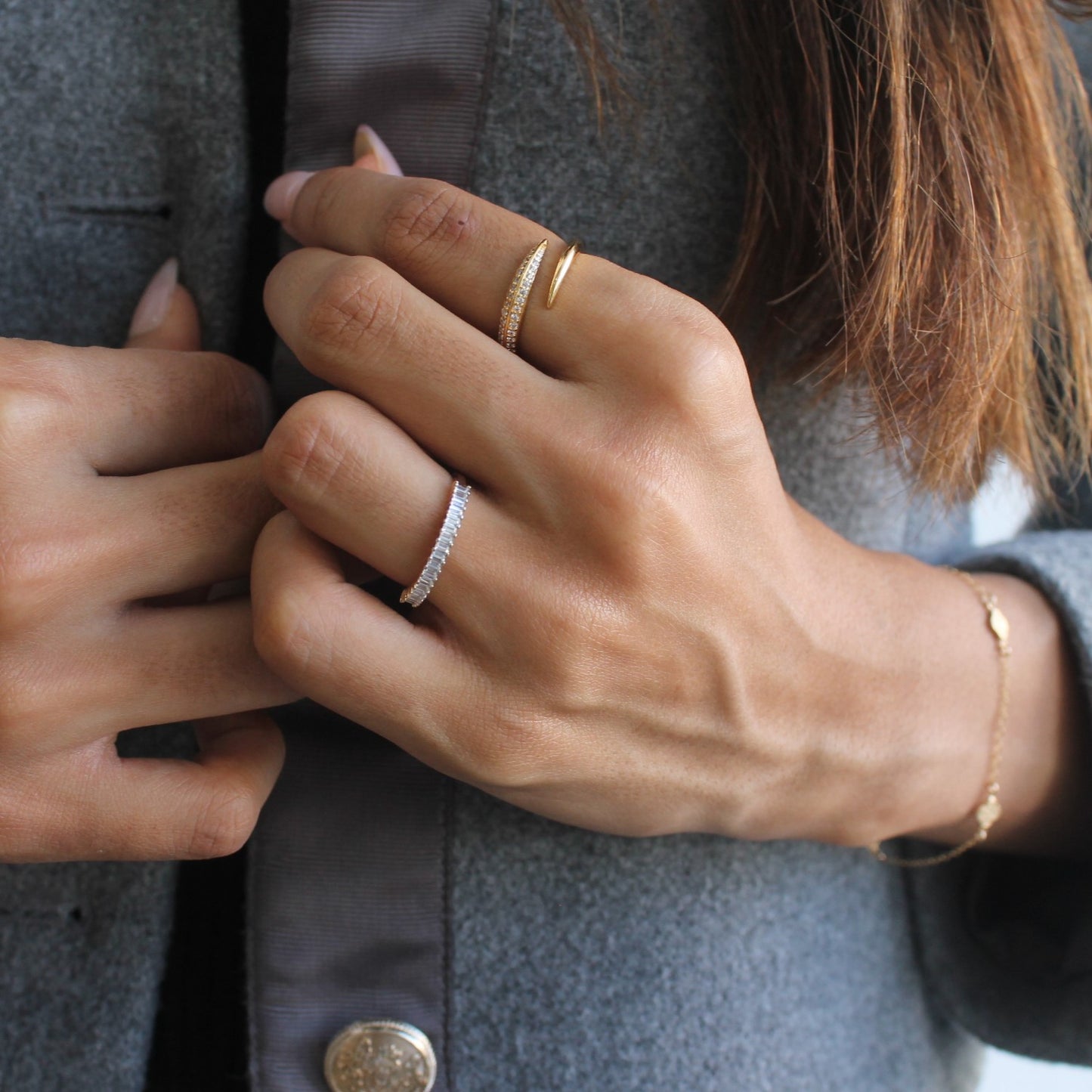 Baguette Lined Crystal Ring
