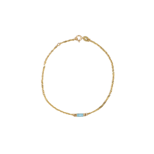 Blue Topaz Baguette Station Bracelet
