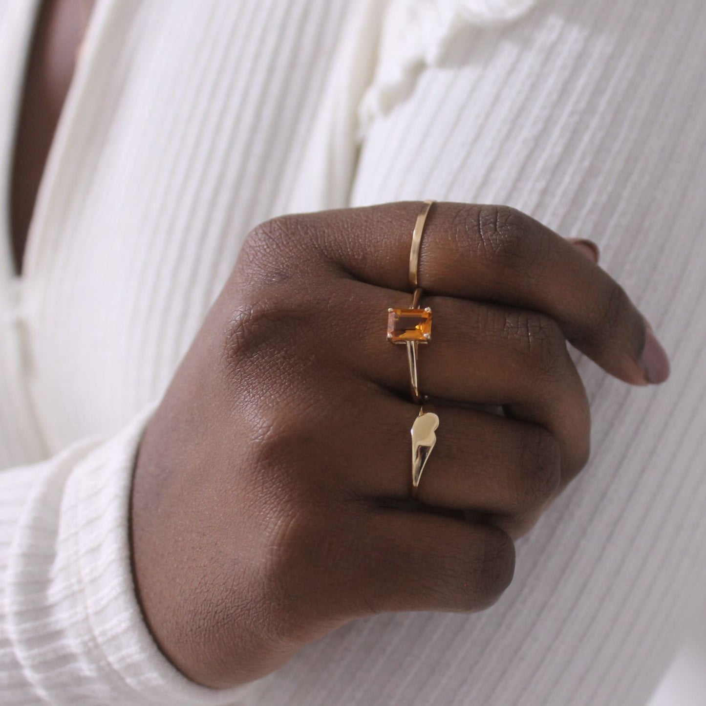 Golden Citrine Solitaire Ring