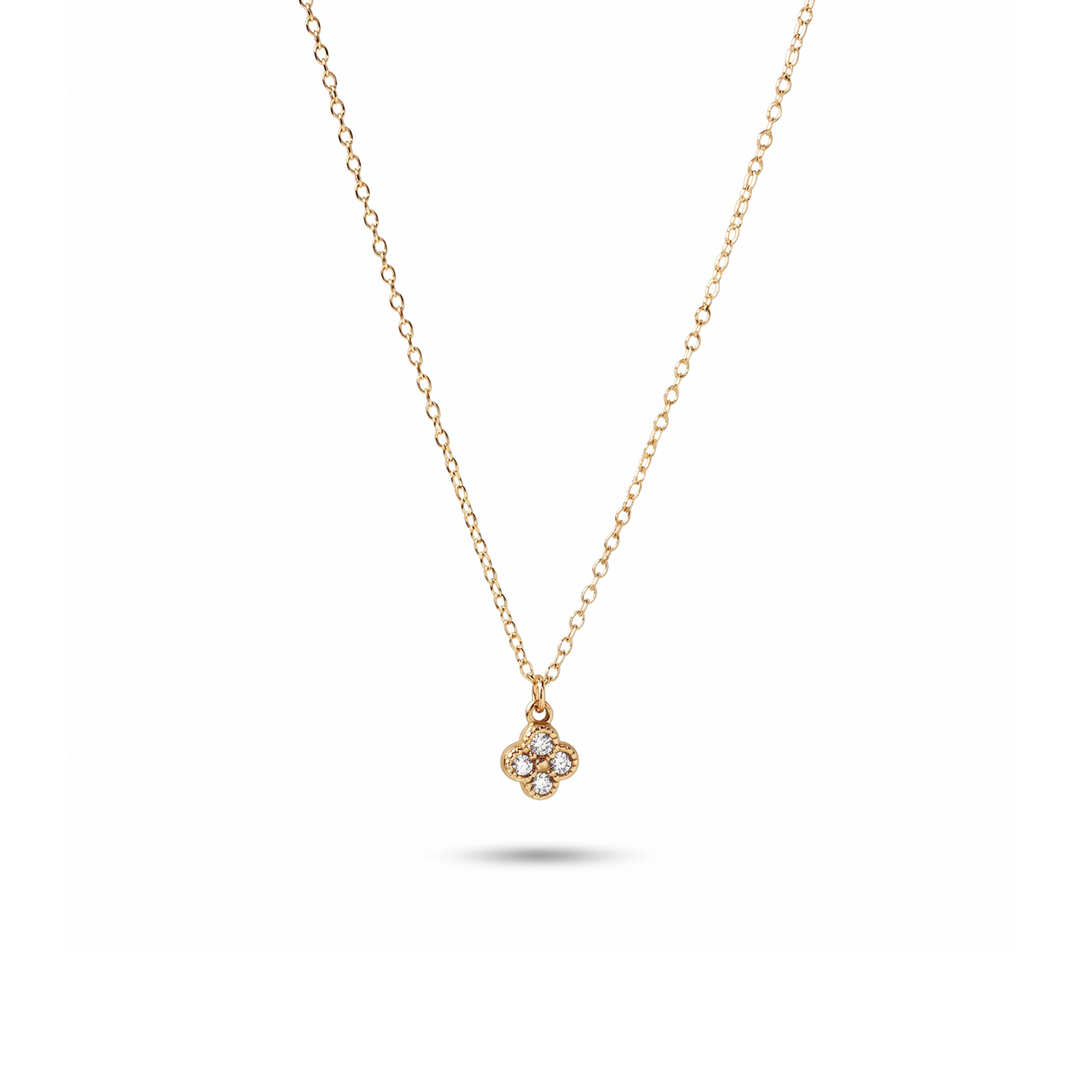 Crystal Clover Drop Necklace