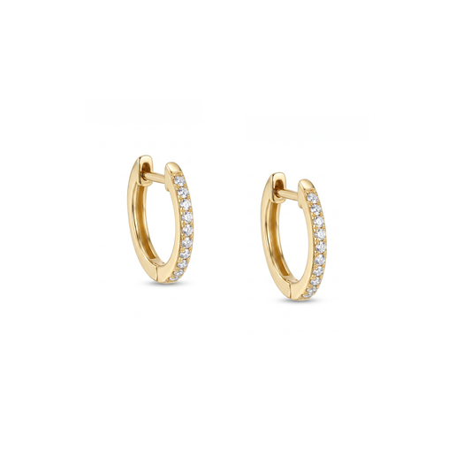 14KT Diamond Pavé Huggie Hoops