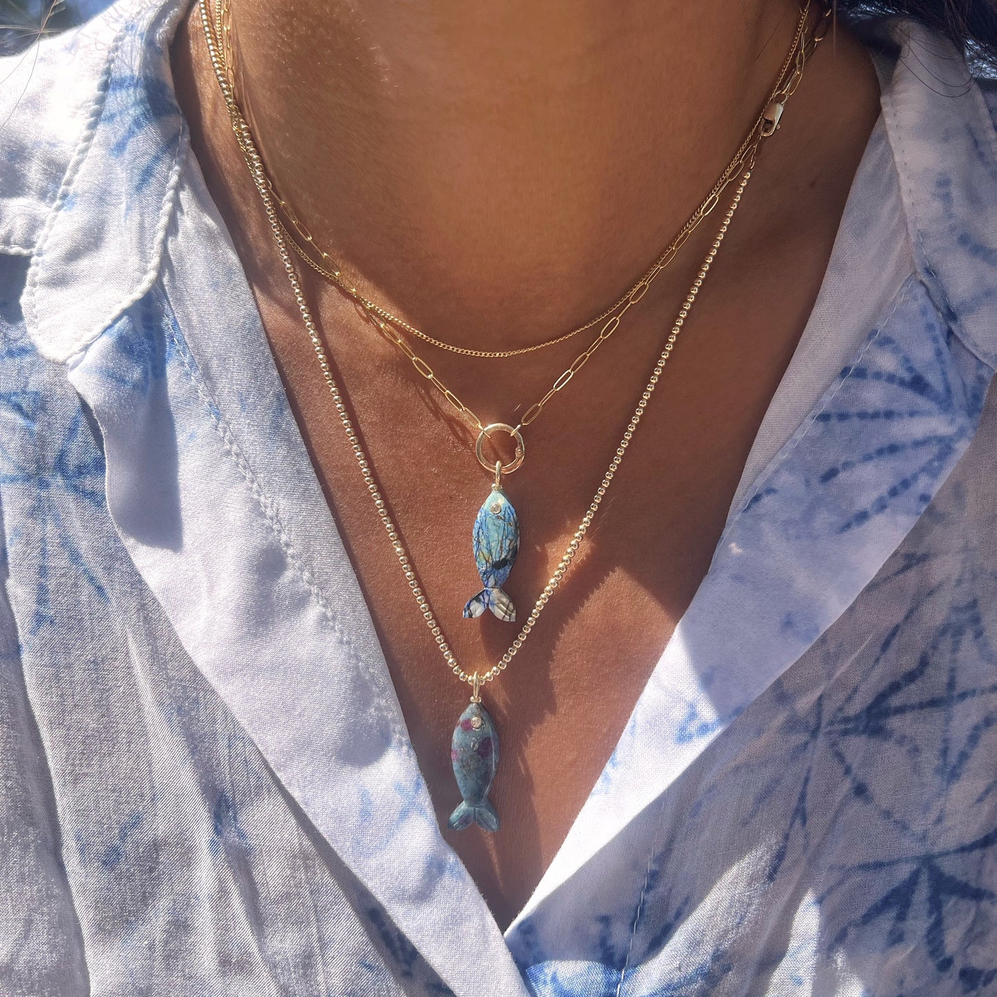 Lucky Gemstone Fish Charm