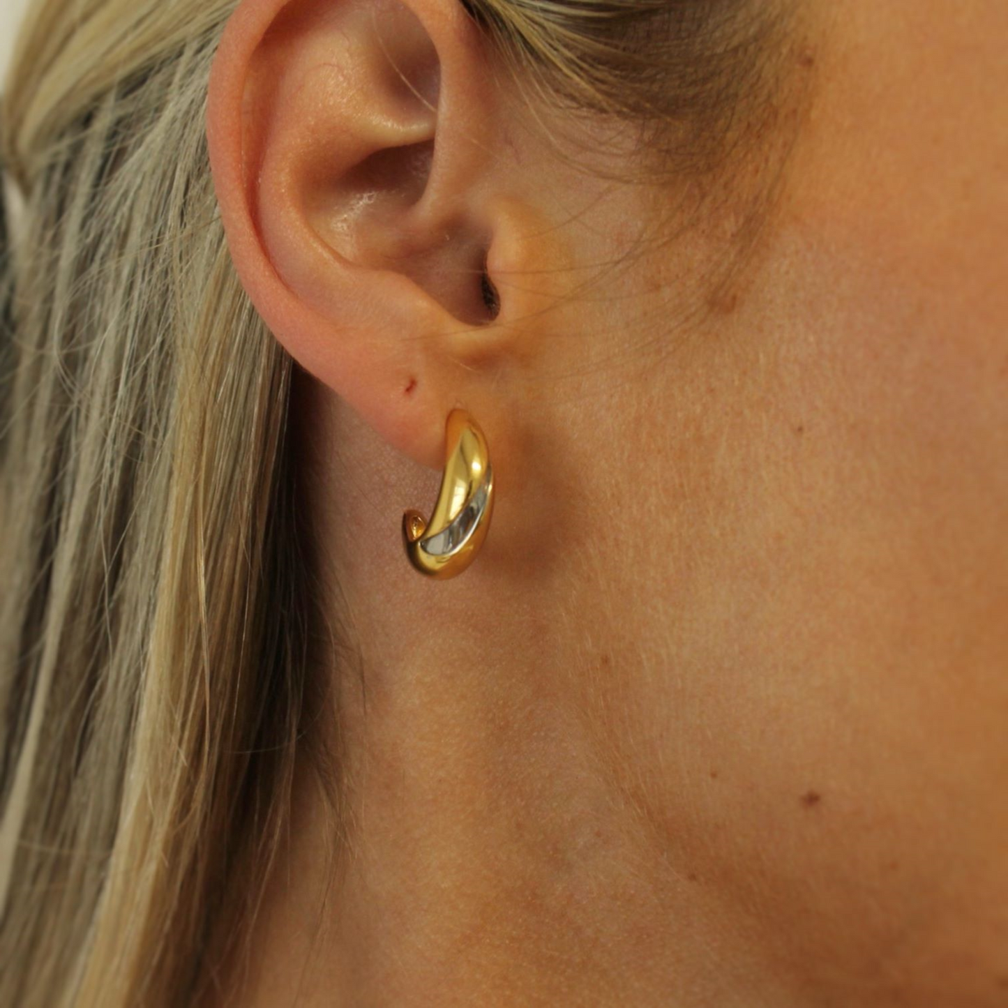 Dual-Tone Teardrop Hoops