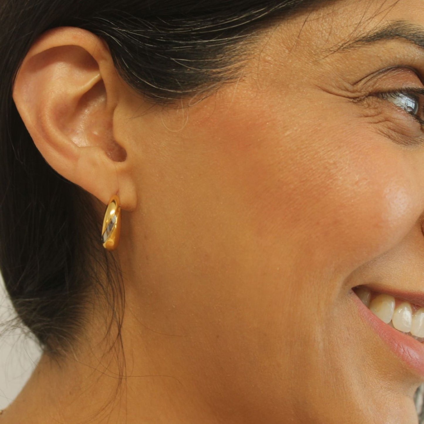 Dual-Tone Teardrop Hoops