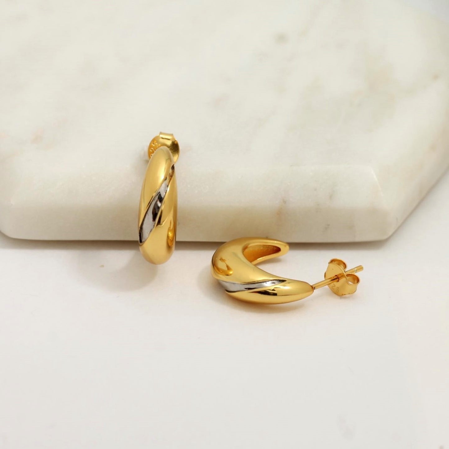 Dual-Tone Teardrop Hoops
