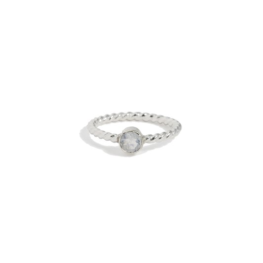 Moonstone Solitaire Twisted Ring
