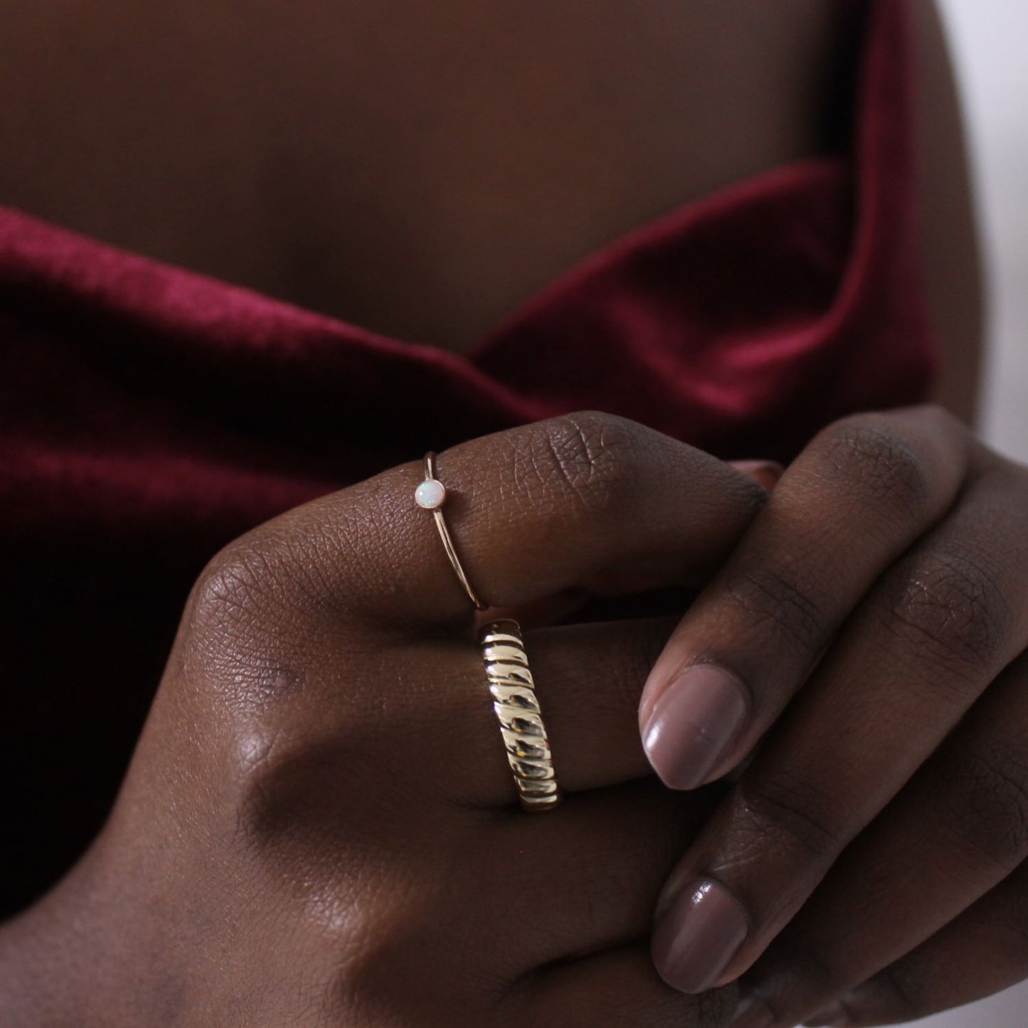 Opal Dot Stacking Ring