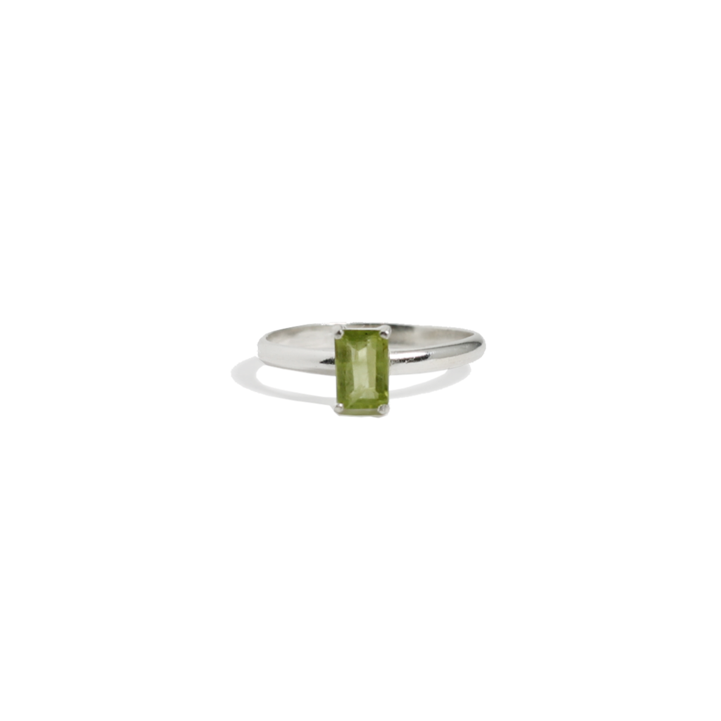 Peridot Solitaire Silver Ring