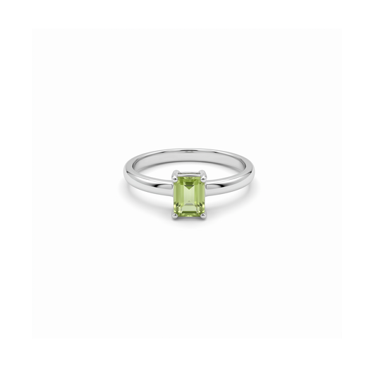 Peridot Solitaire Silver Ring