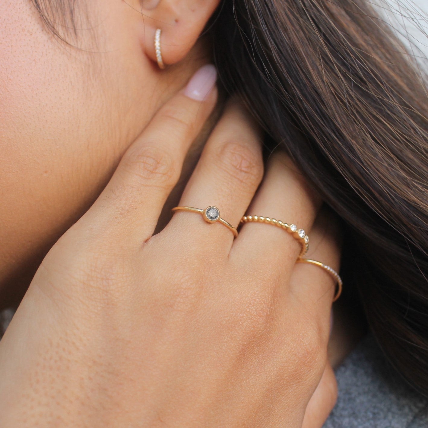 14KT Salt and Pepper Diamond Ring