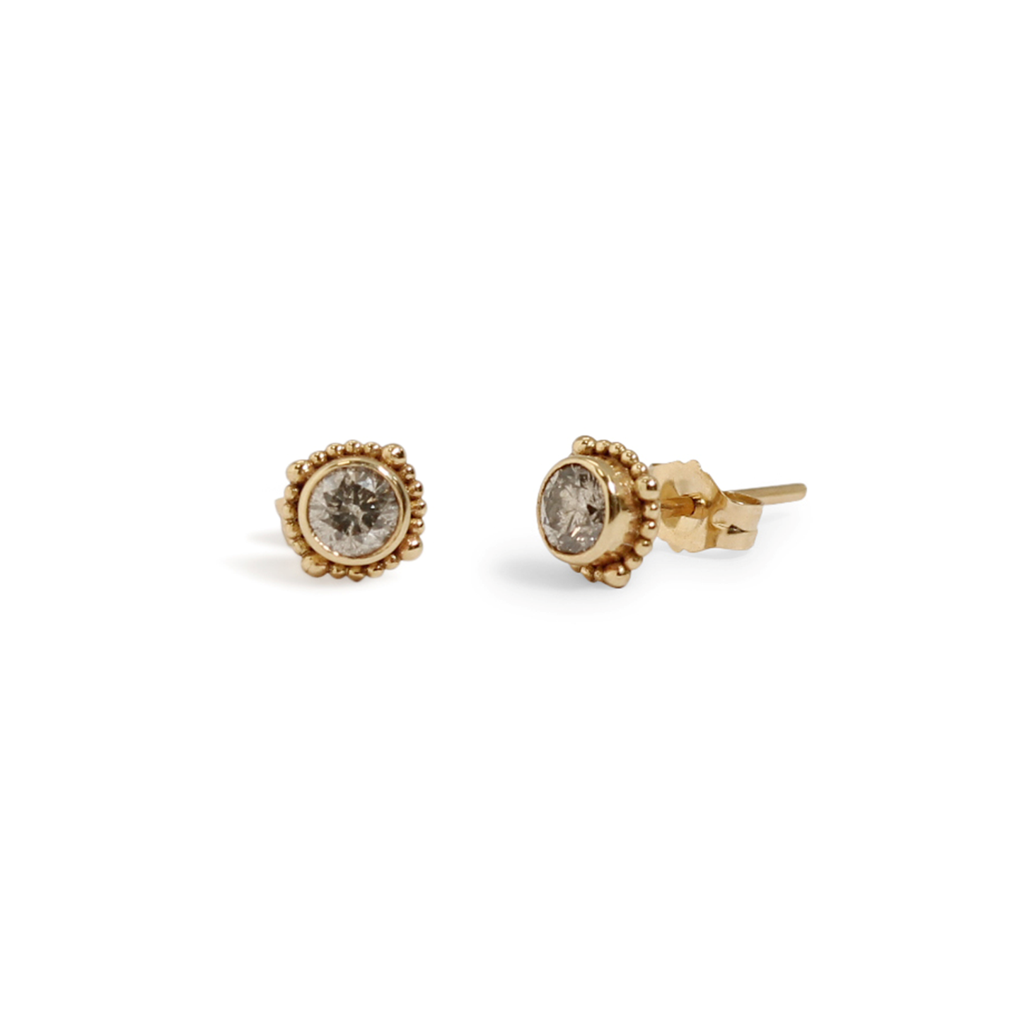 14KT Salt and Pepper Diamond Halo Studs
