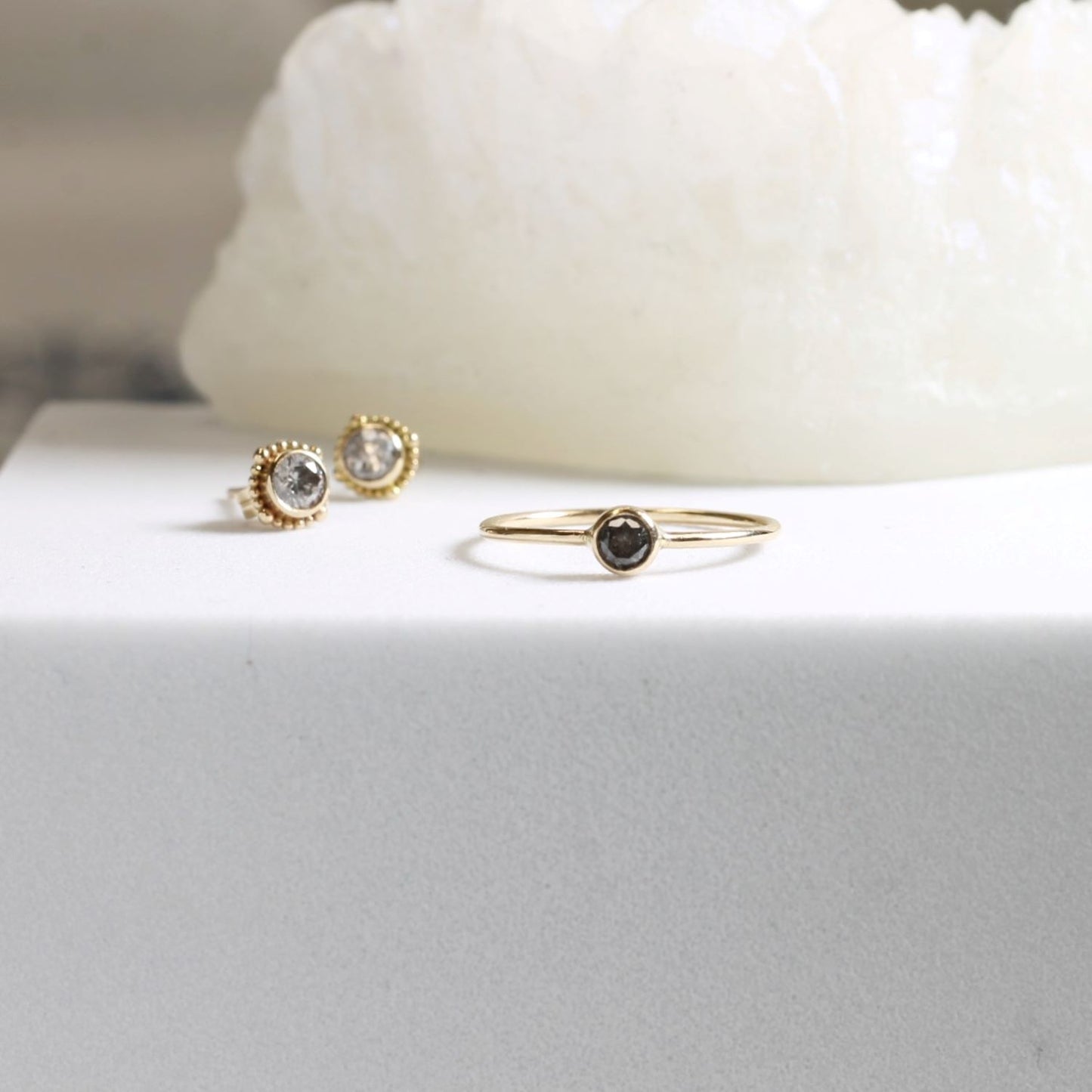 14KT Salt and Pepper Diamond Ring