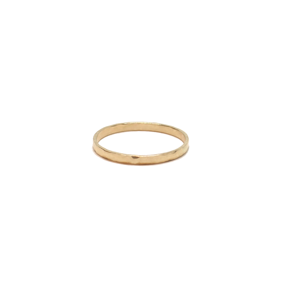 14KT gold hammered wedding band thin stacking ring