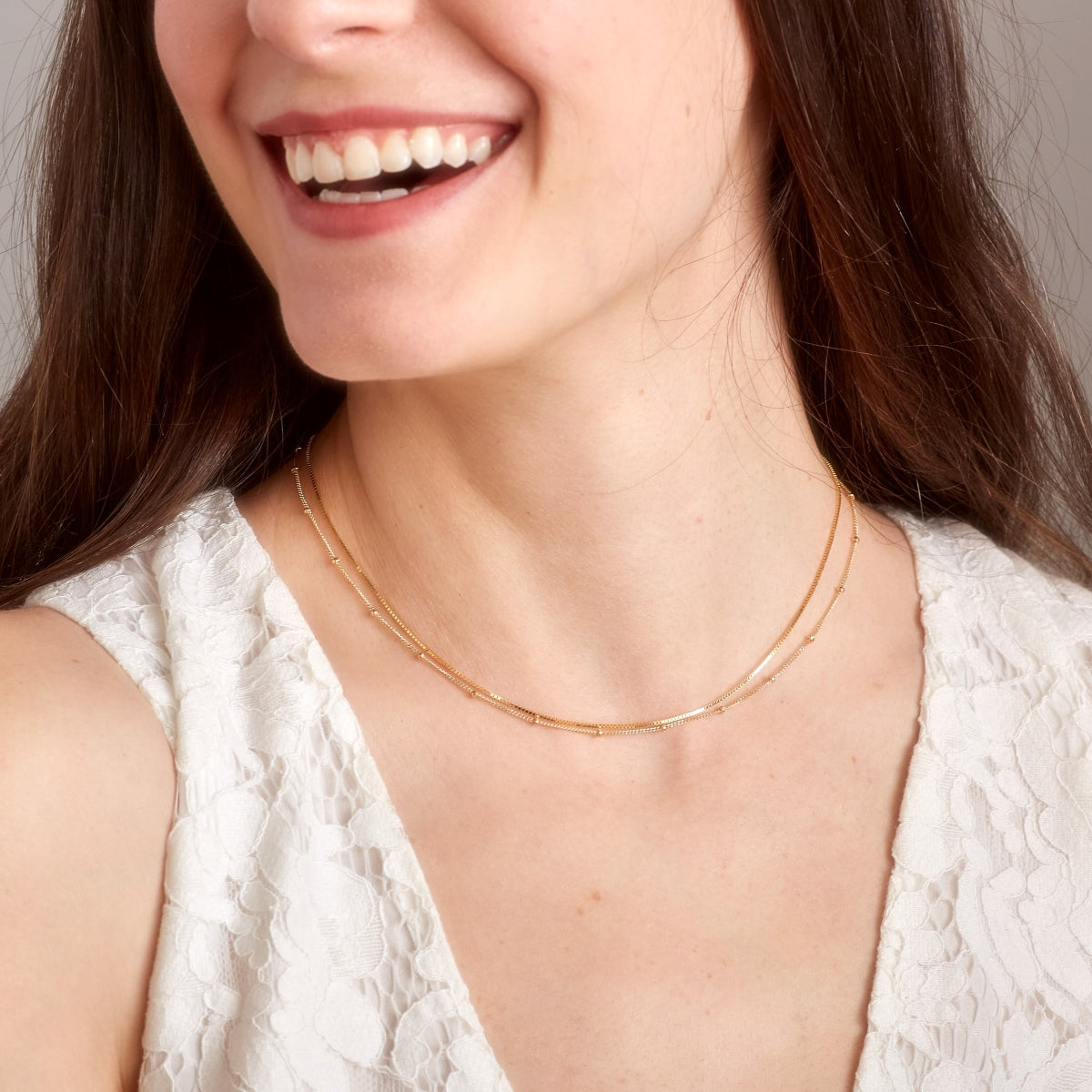 14KT Gold Box Chain and Satellite Chain Necklaces