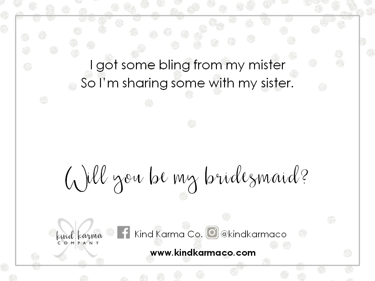 bridemaid bracelet bling card