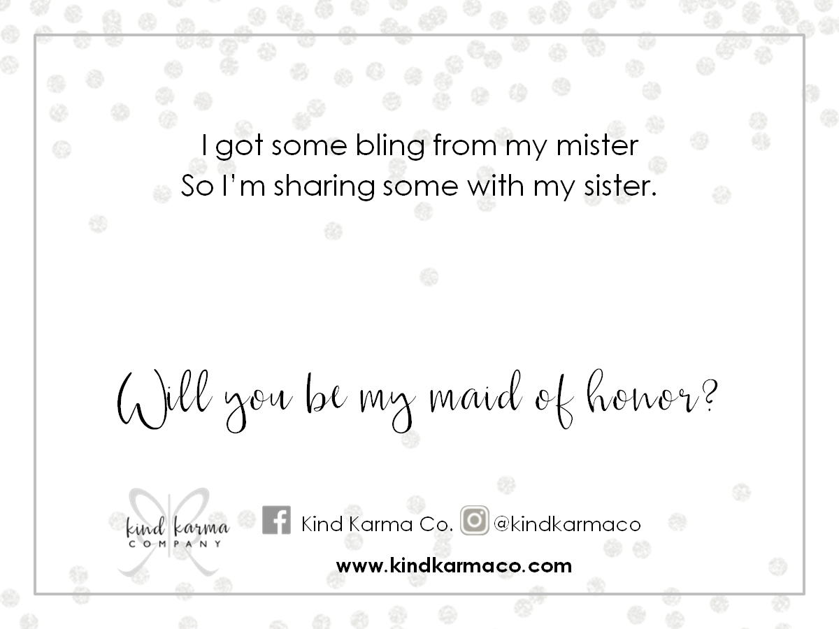 Maid of Honor Jewelry Cards