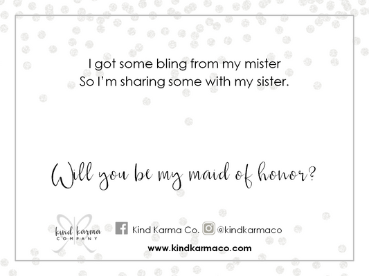 Maid of Honor Jewelry Cards
