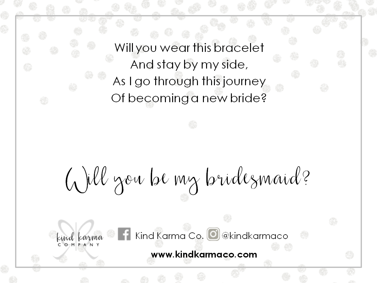 bridemaid bracelet journey card