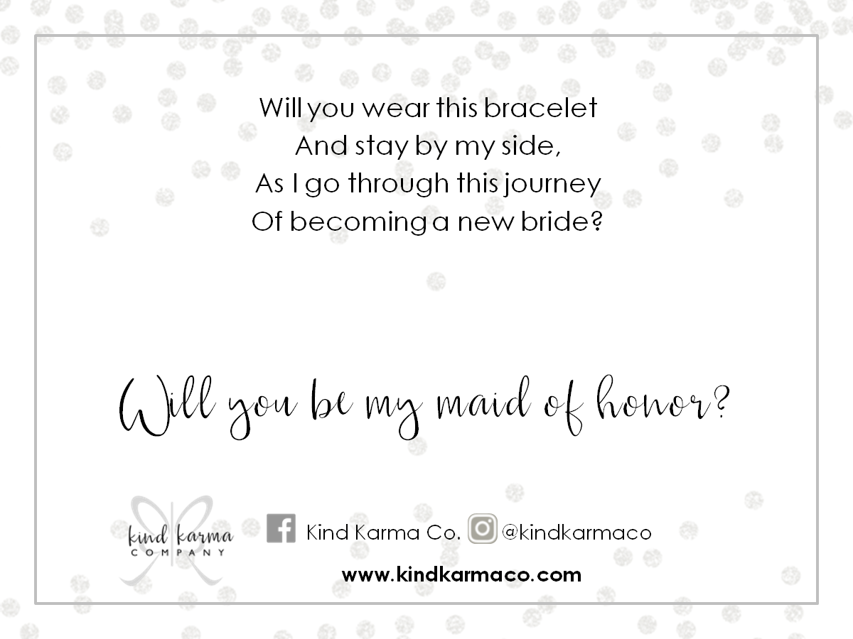 Maid of Honor Jewelry Cards