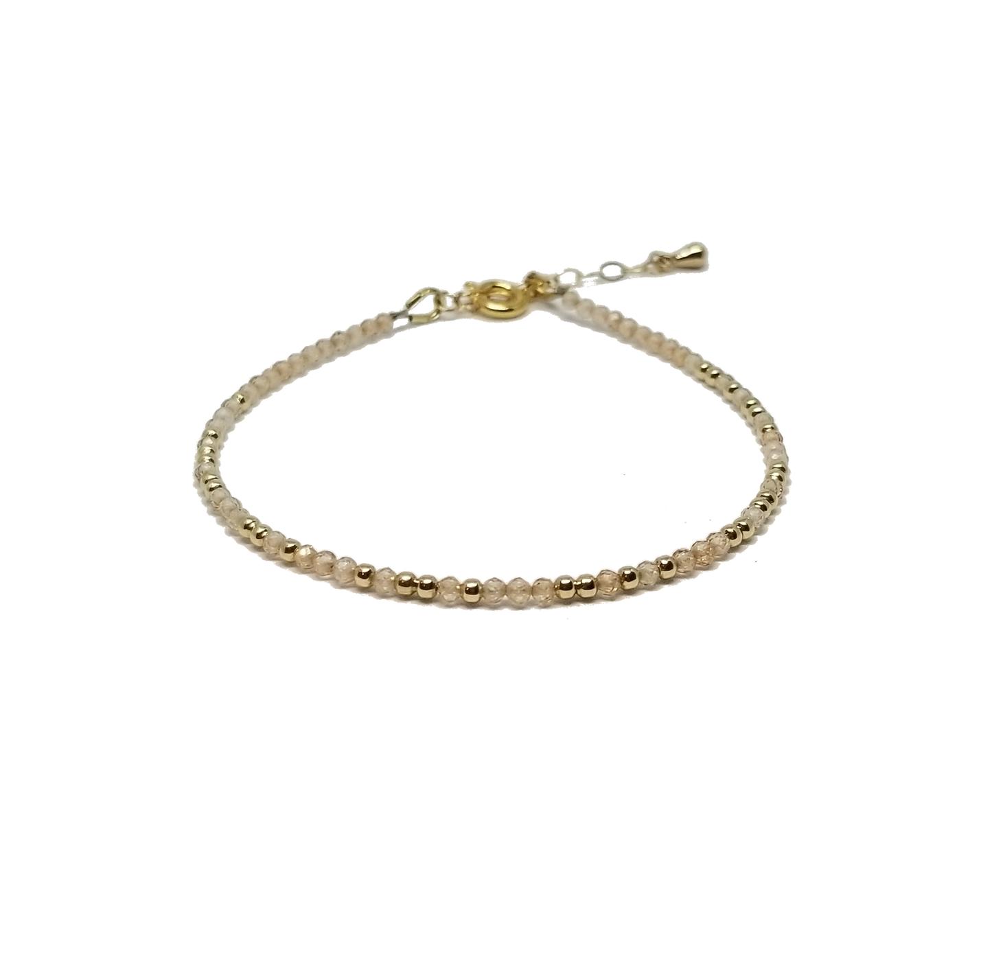 Champagne Zircon morse code beaded bracelet 