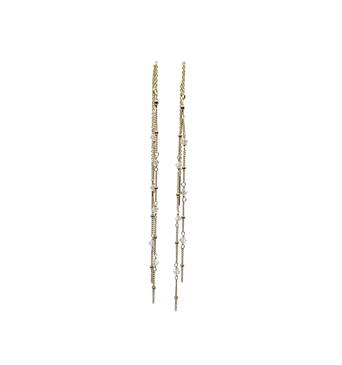 gold filled swarovski crystal threader earrings