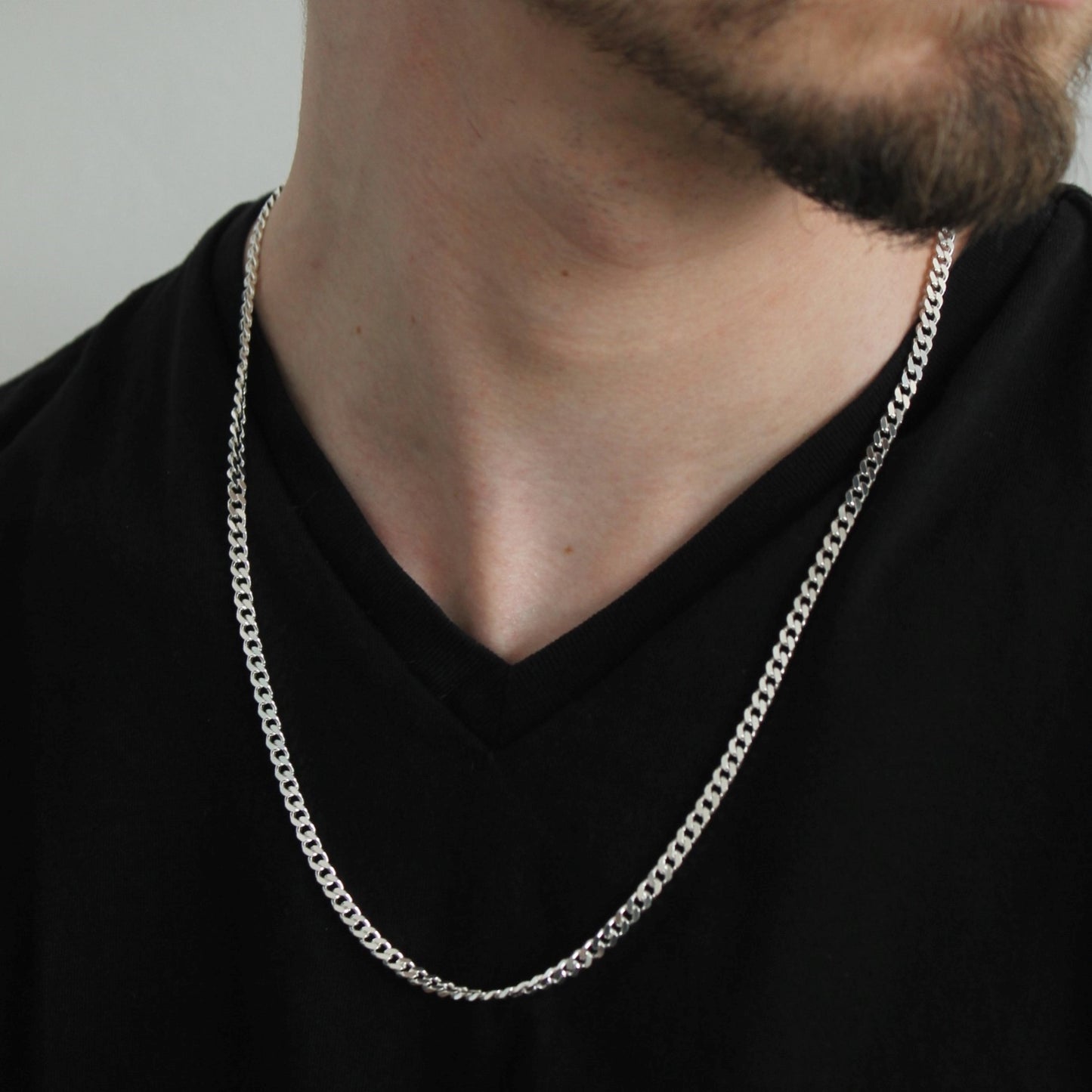 Sterling Silver Curb Chain Men's Necklace