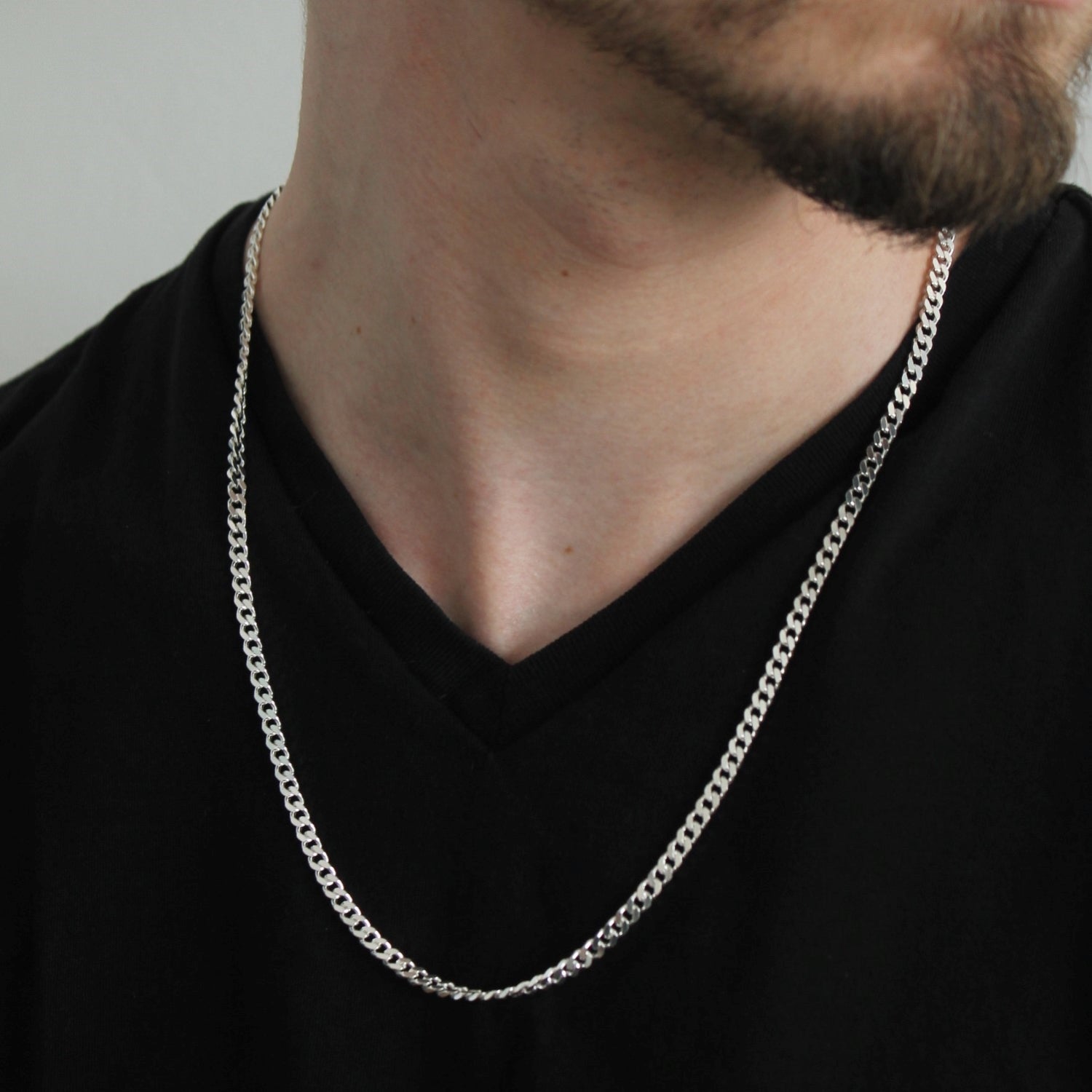 Sterling Silver Curb Chain Men's Necklace