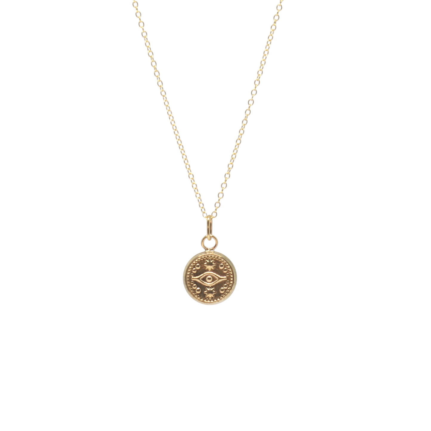 Gold evil eye round necklace 