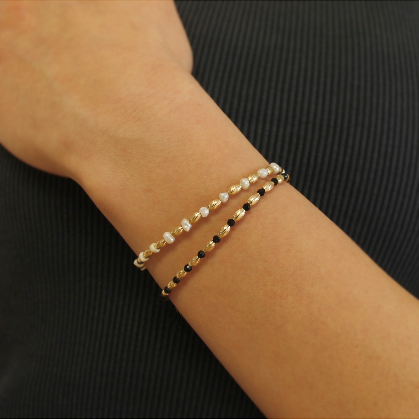 Gold and Pearl Beaded Bracelet