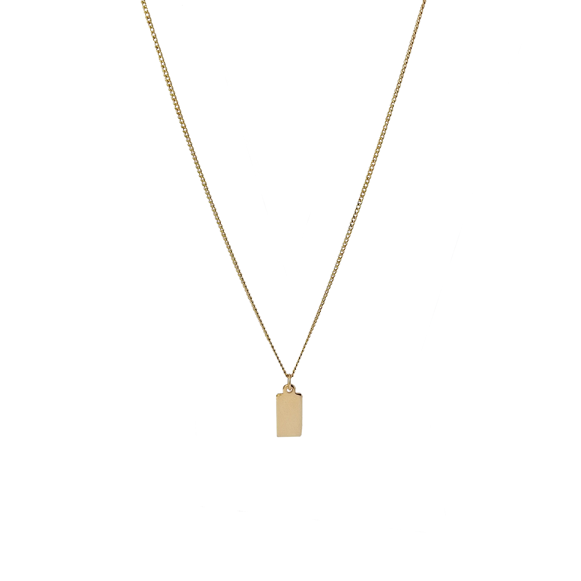 Gold tag initial necklace