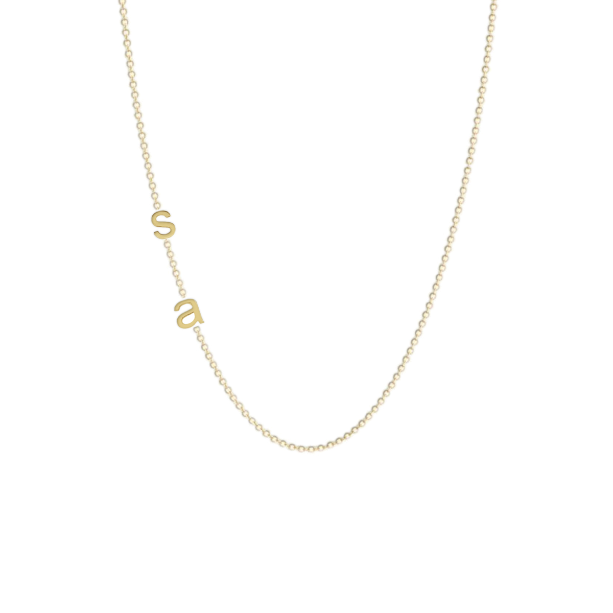 Custom 14KT gold sideways initial necklace