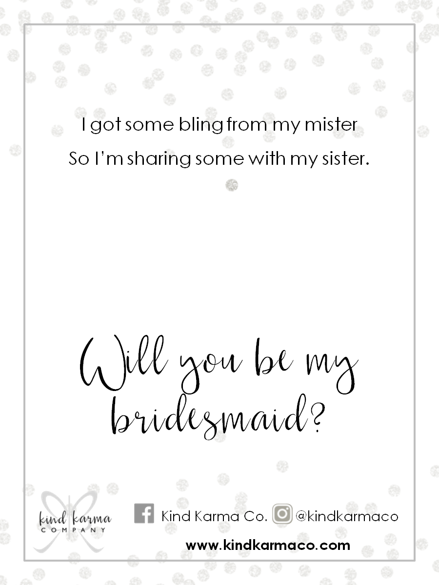 necklace bling bridesmaid card