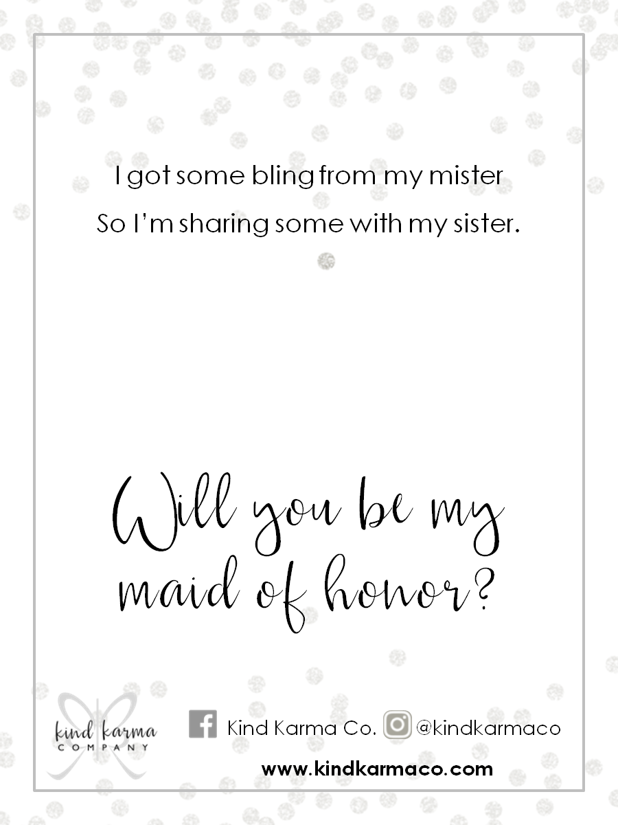 Maid of Honor Jewelry Cards