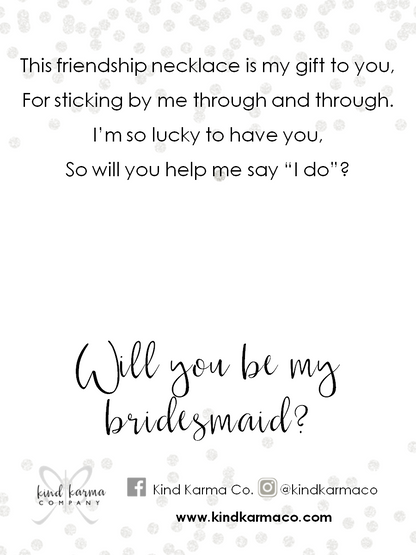 friendship necklace bridesmaid card