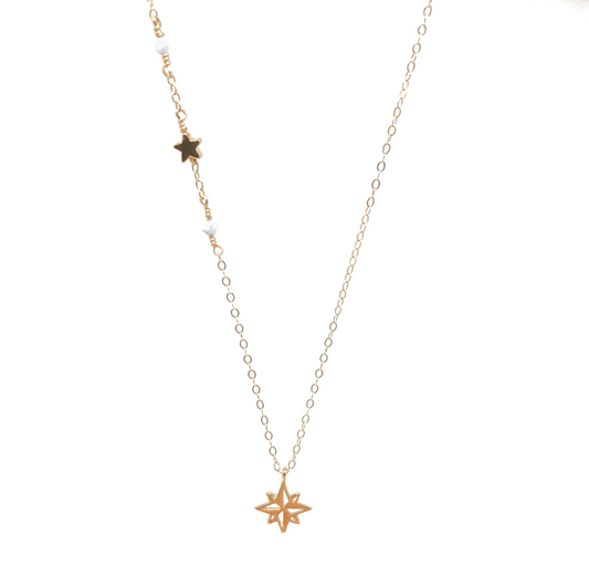 Gold North Star Pendant  Necklace