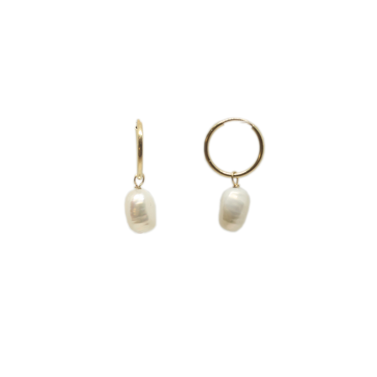 Baroque pearl small gold hoop earrings