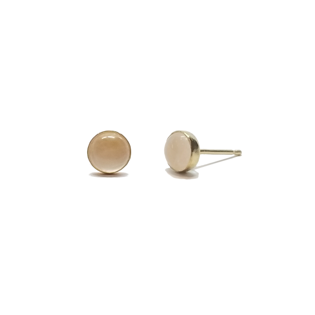 gold rose quartz stud earrings