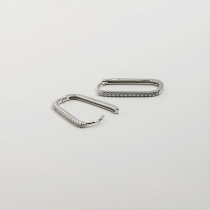 Thin Pave Paperclip Hoops