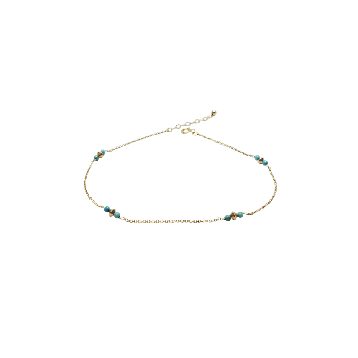 turquoise beaded gold anklet 